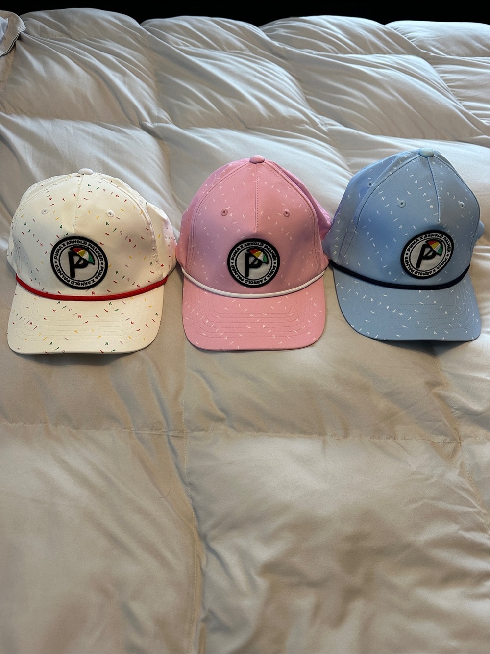 Puma Mens Multicolor Patch Golf Caps Trio - White, Pink, Blue